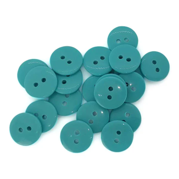 HobbyArts Runde Plastikknapper Aqua, 12.5 mm, 20 stk